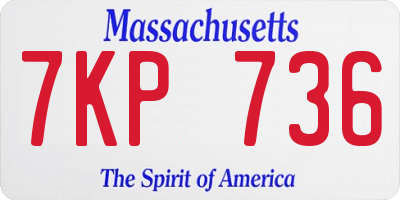MA license plate 7KP736