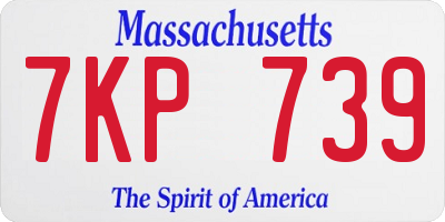 MA license plate 7KP739