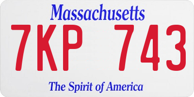 MA license plate 7KP743