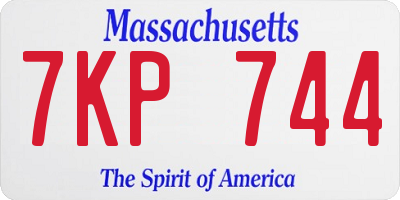 MA license plate 7KP744