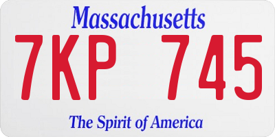 MA license plate 7KP745