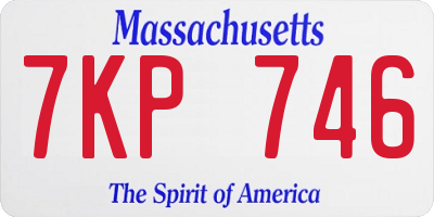 MA license plate 7KP746