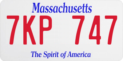 MA license plate 7KP747