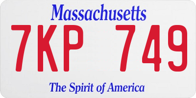 MA license plate 7KP749