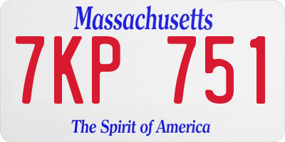 MA license plate 7KP751