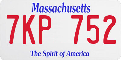 MA license plate 7KP752