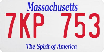 MA license plate 7KP753