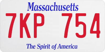 MA license plate 7KP754