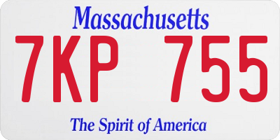 MA license plate 7KP755