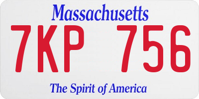 MA license plate 7KP756