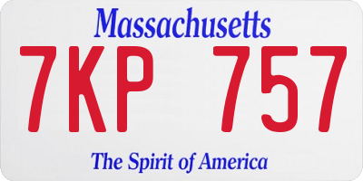 MA license plate 7KP757