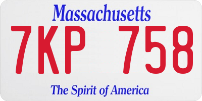 MA license plate 7KP758