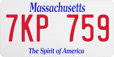 MA license plate 7KP759