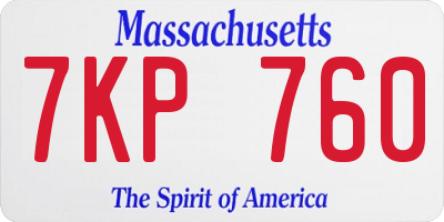 MA license plate 7KP760