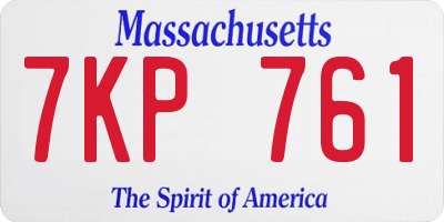 MA license plate 7KP761
