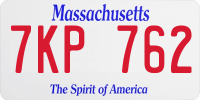 MA license plate 7KP762