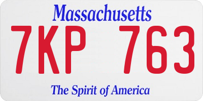 MA license plate 7KP763
