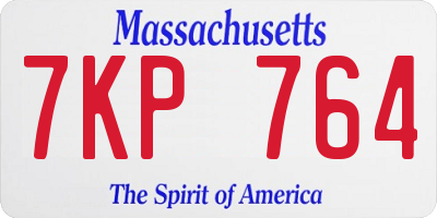 MA license plate 7KP764