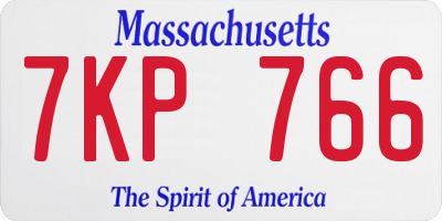 MA license plate 7KP766