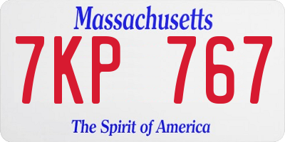 MA license plate 7KP767