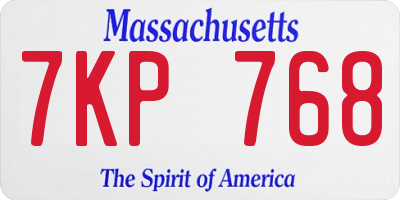 MA license plate 7KP768