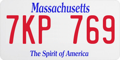 MA license plate 7KP769