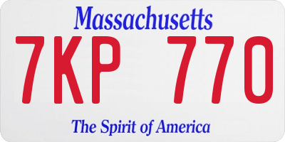 MA license plate 7KP770