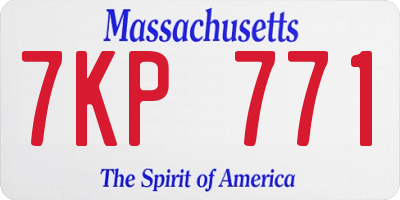 MA license plate 7KP771