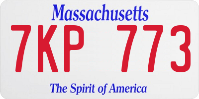 MA license plate 7KP773