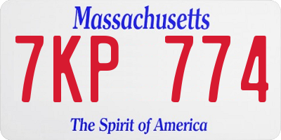 MA license plate 7KP774
