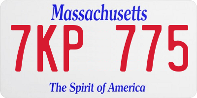 MA license plate 7KP775