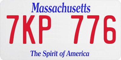 MA license plate 7KP776
