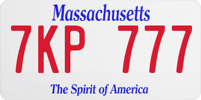 MA license plate 7KP777
