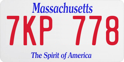 MA license plate 7KP778