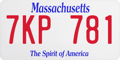 MA license plate 7KP781