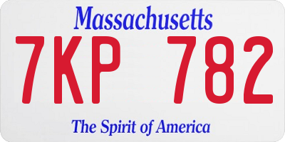 MA license plate 7KP782