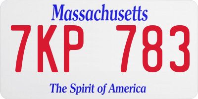 MA license plate 7KP783