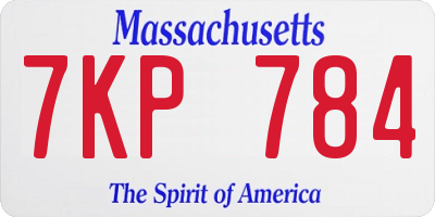 MA license plate 7KP784