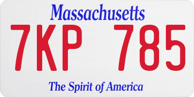 MA license plate 7KP785