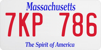 MA license plate 7KP786