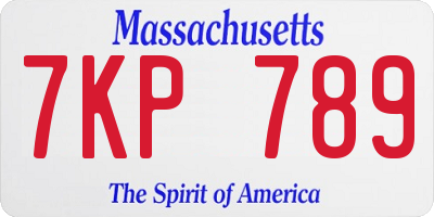 MA license plate 7KP789