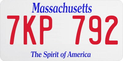 MA license plate 7KP792