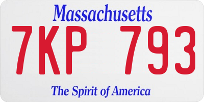 MA license plate 7KP793