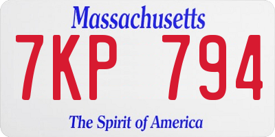 MA license plate 7KP794