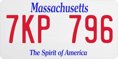 MA license plate 7KP796