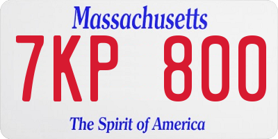 MA license plate 7KP800