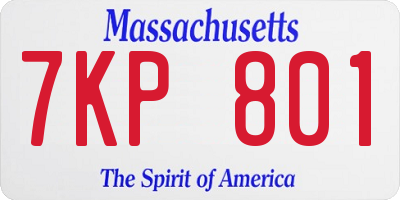 MA license plate 7KP801