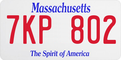 MA license plate 7KP802