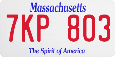 MA license plate 7KP803