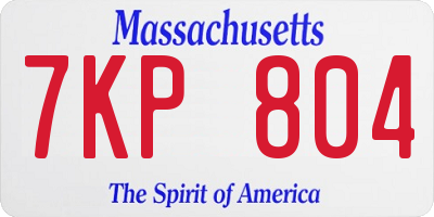 MA license plate 7KP804
